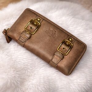Coach Bronze Wallet with Gold Buckles